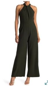 𝅺Julia Jordan Women's Halter Wide Leg Crepe Jumpsuit